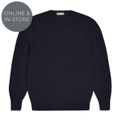 Drayton Cotton And Cashmere Fine Knit V Neck Jumper In