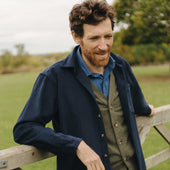 Casual Fit Moleskin Overshirt in Navy