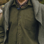 Casual Fit Moleskin Overshirt in Olive Green