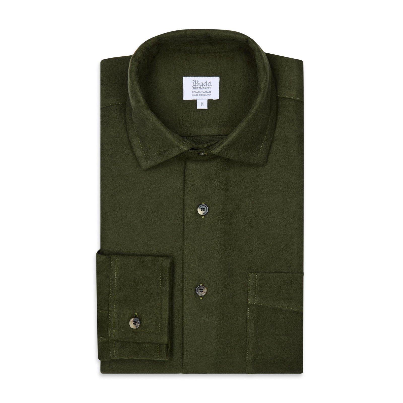 Casual Fit Moleskin Overshirt In Green