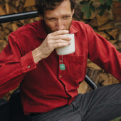 Casual Fit Moleskin Overshirt in Wine