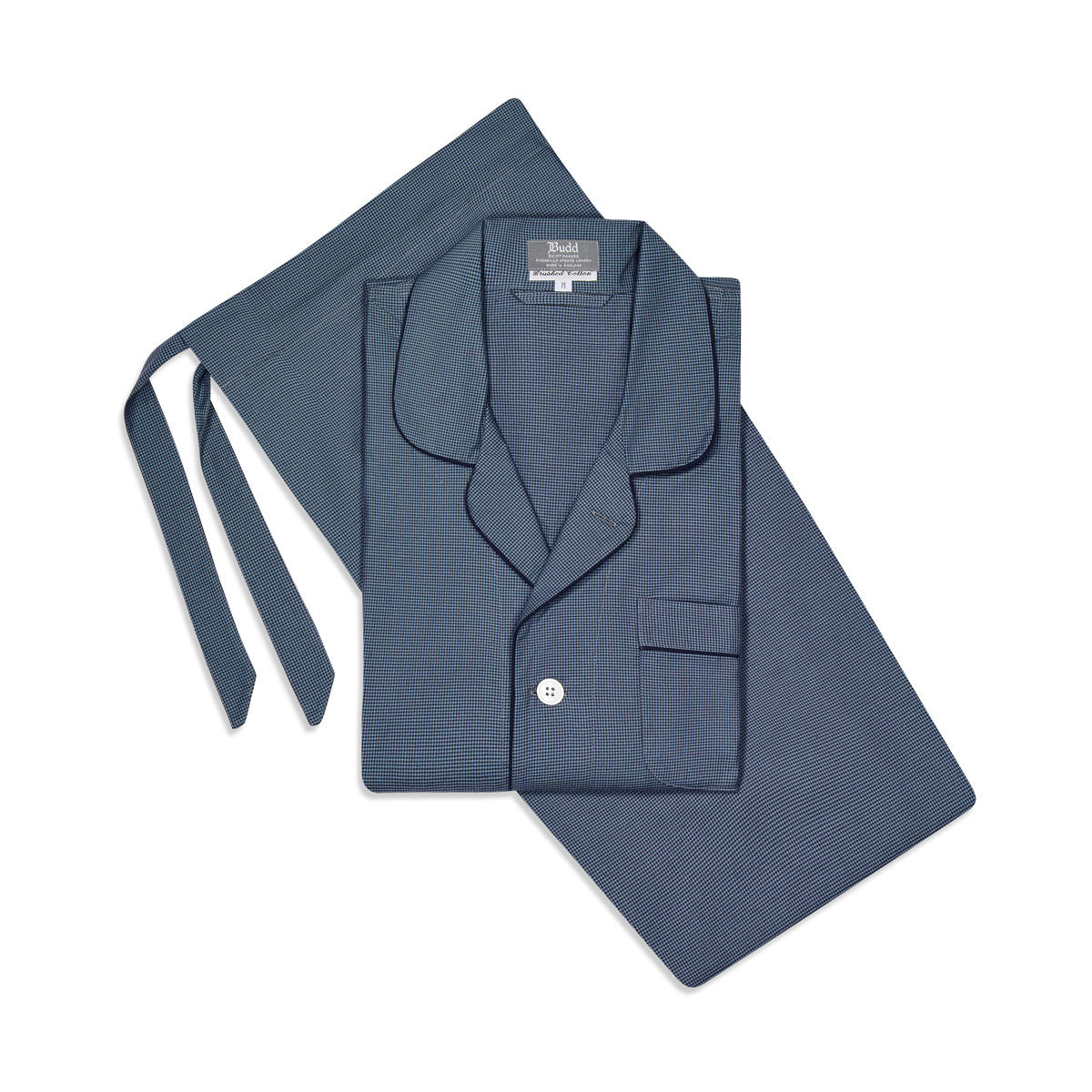 Swiss Brushed Cotton Puppytooth Pyjamas In And Navy