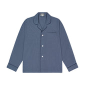 Swiss Brushed Cotton Puppytooth Pyjamas in Blue and Navy