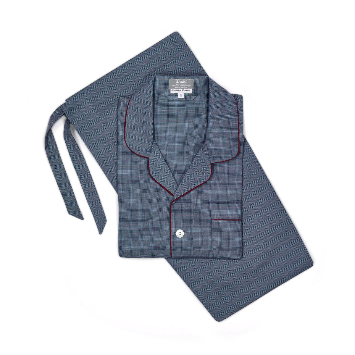 Swiss Brushed Cotton Glencheck Pyjamas In And Wine