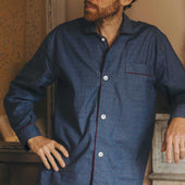 Swiss Brushed Cotton Glencheck Pyjamas in Blue and Wine