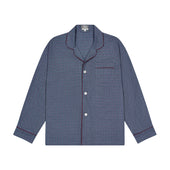 Swiss Brushed Cotton Glencheck Pyjamas in Blue and Wine