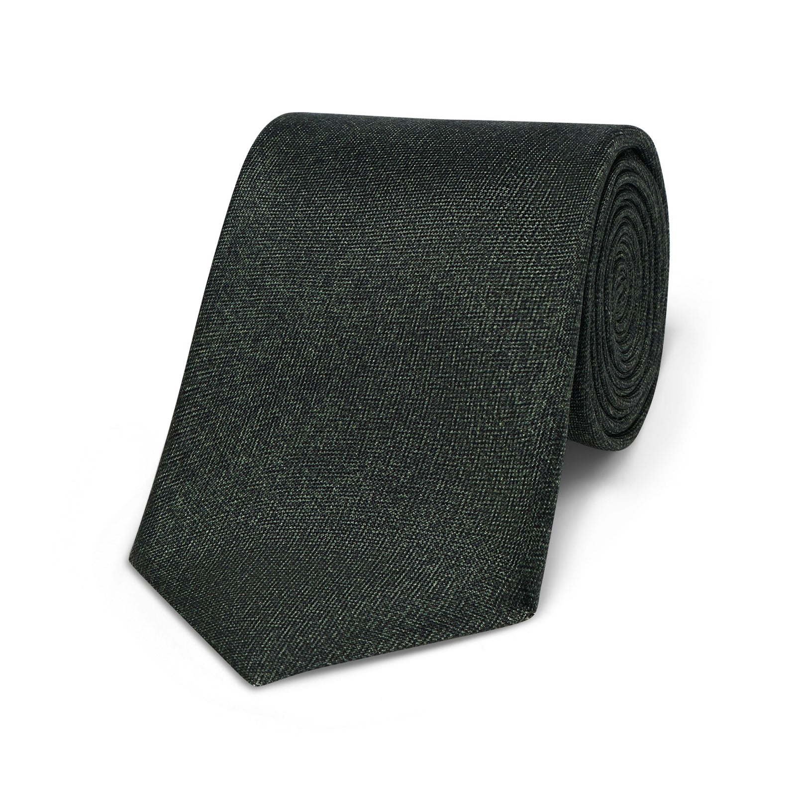 Panama Silk Herringbone Tie In Green