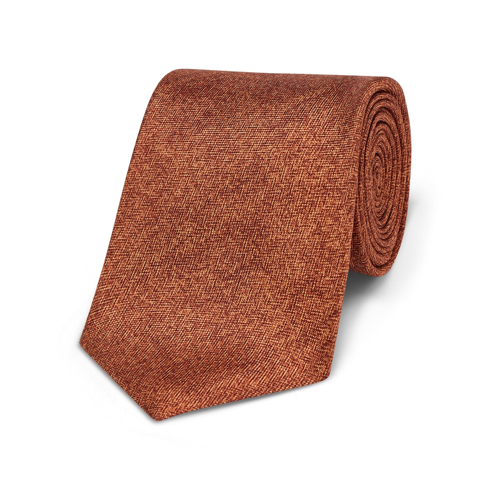 Panama Silk Herringbone Tie In Orange