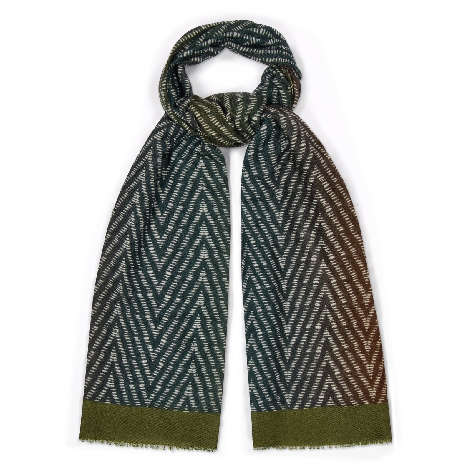 Abstract Herringbone Fine Wool Scarf In