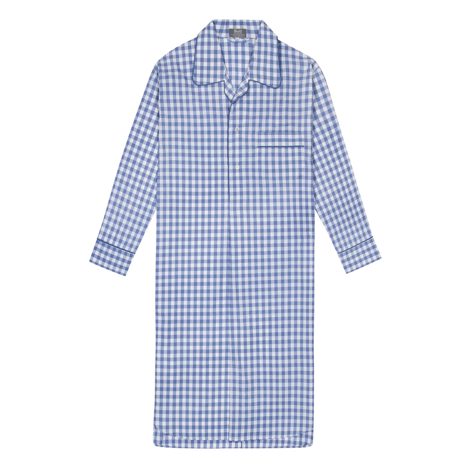 Large Gingham Check Poplin Nightshirt In Cornflower