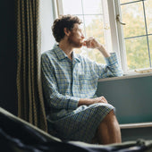 Multi Check Brushed Cotton Nightshirt in Blue and Green