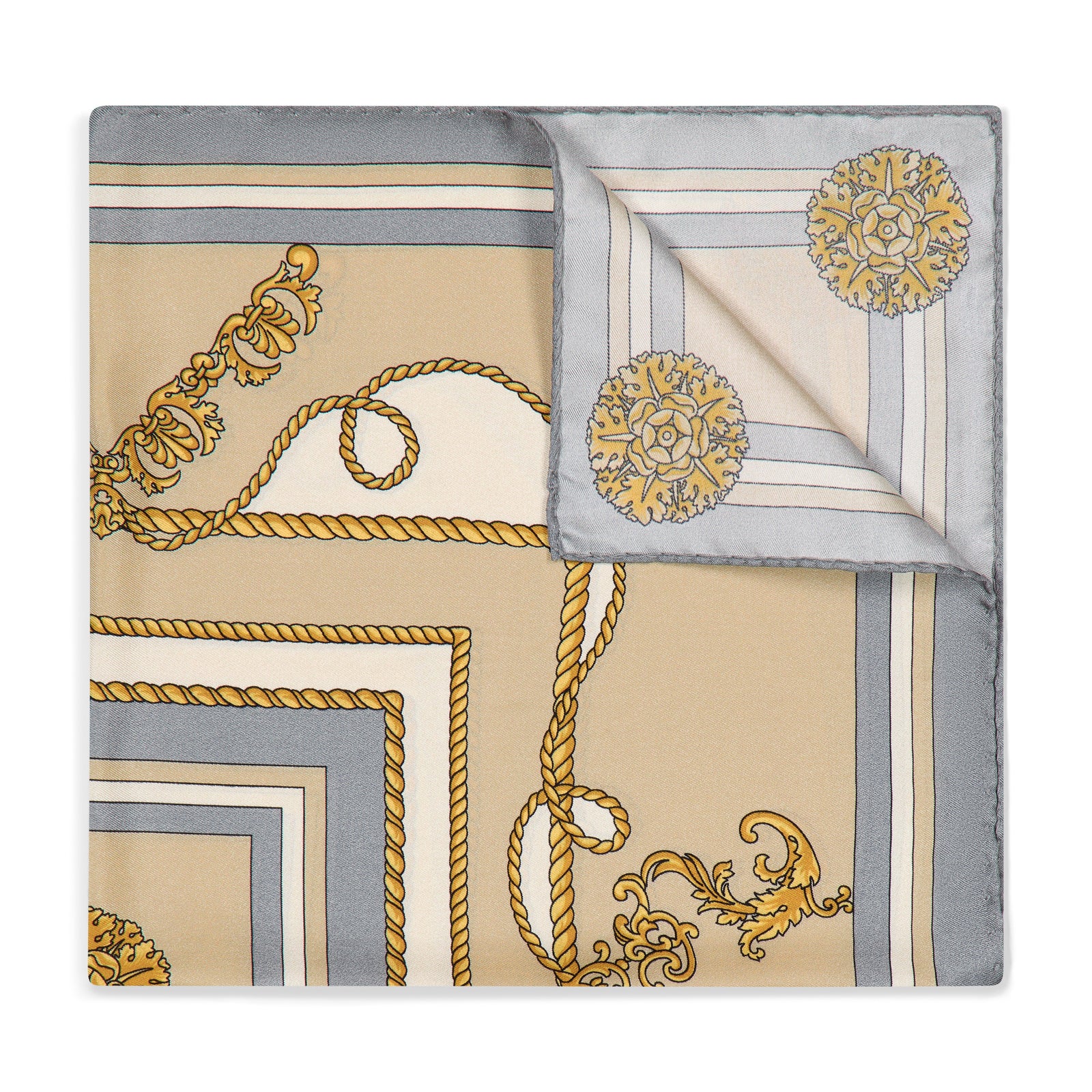 Ornamental Baroque Silk Pocket Square In