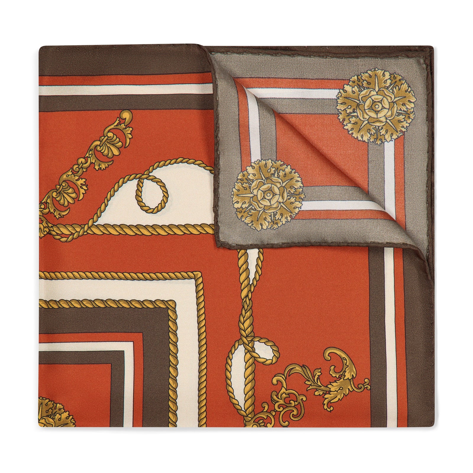 Ornamental Baroque Silk Pocket Square In Red