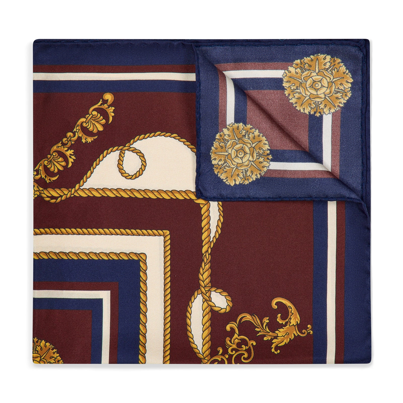 Ornamental Baroque Silk Pocket Square In