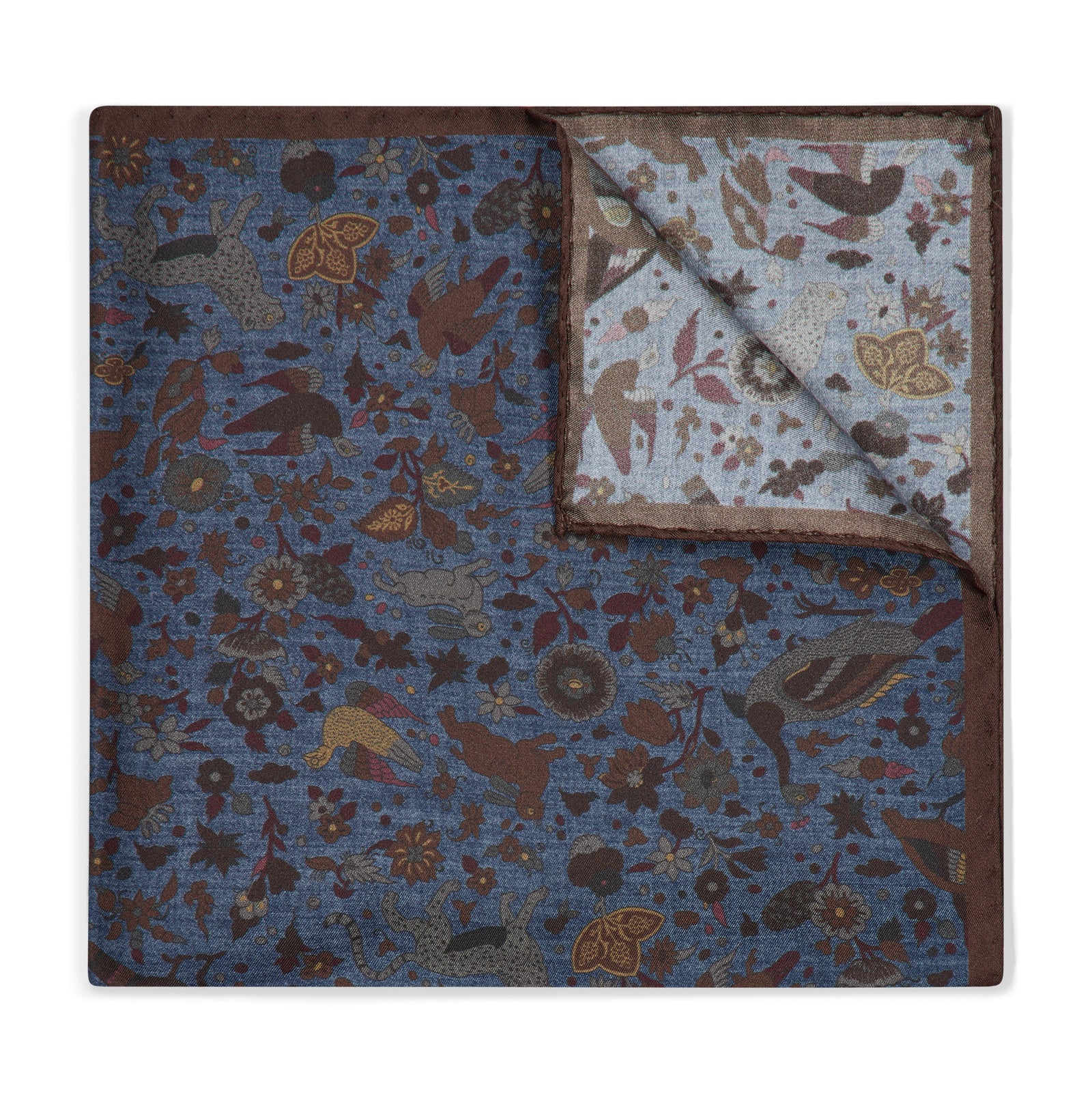 Woodland Animals Silk Pocket Square In