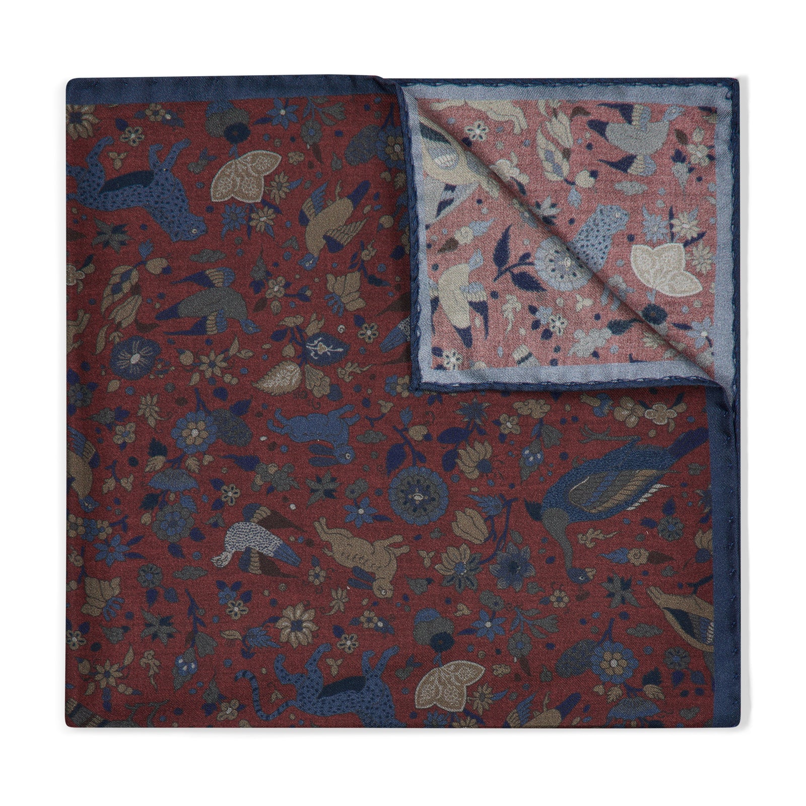 Woodland Animals Silk Pocket Square In