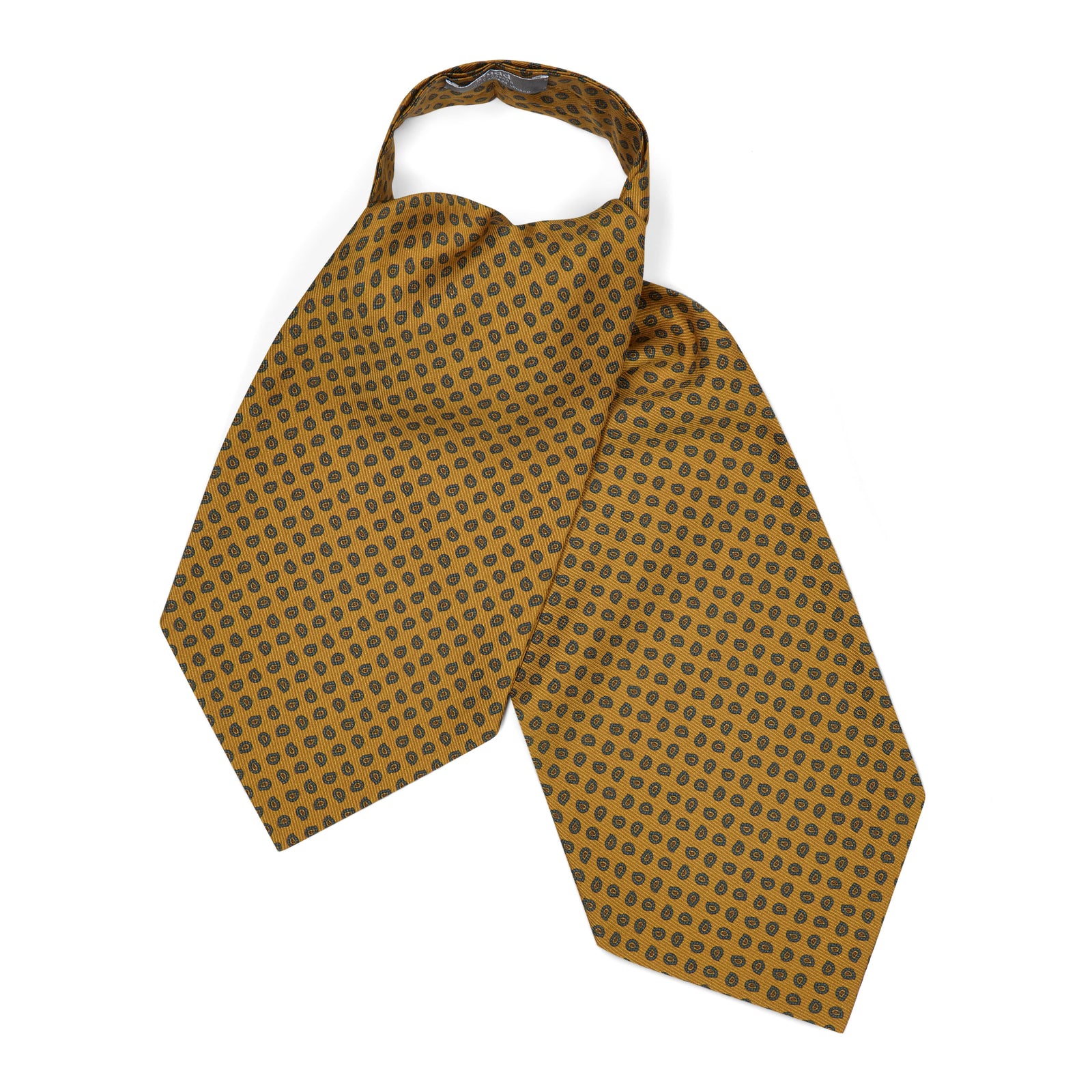 Miniature Pine Motif Silk Twill Cravat In Gold