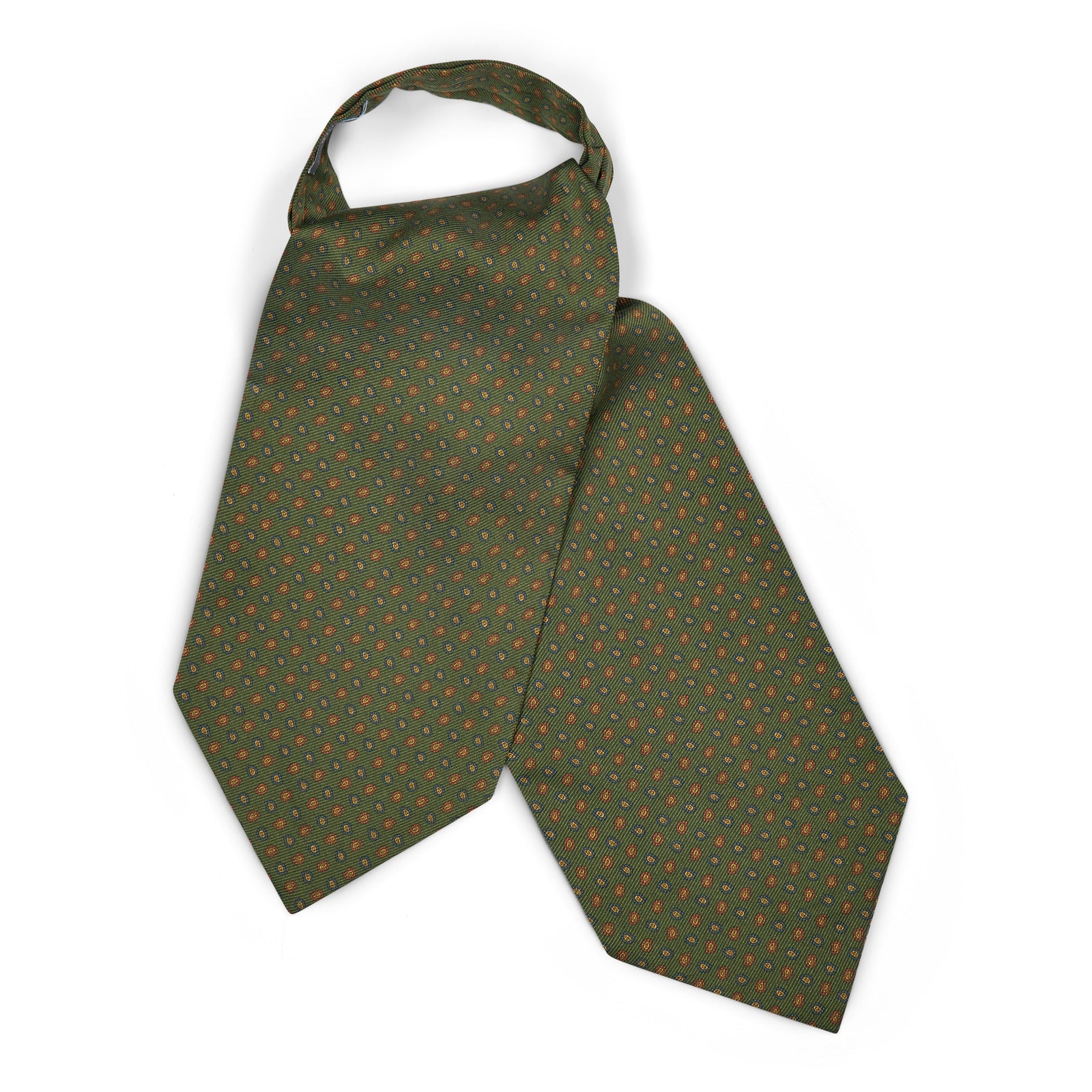 Miniature Pine Motif Silk Twill Cravat In Green
