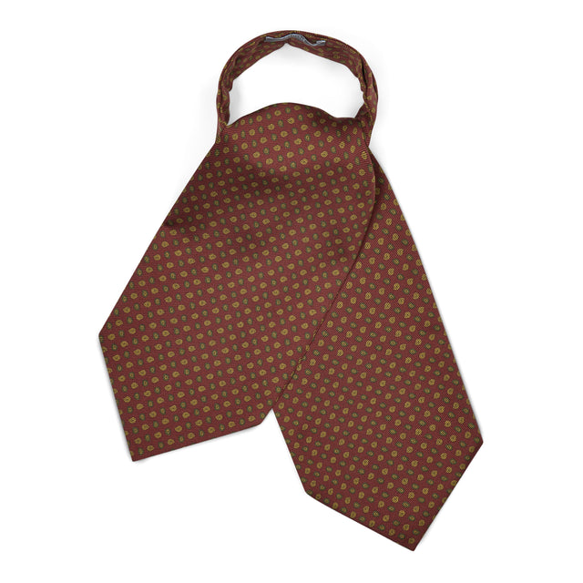 Miniature Pine Motif Silk Twill Cravat in Wine
