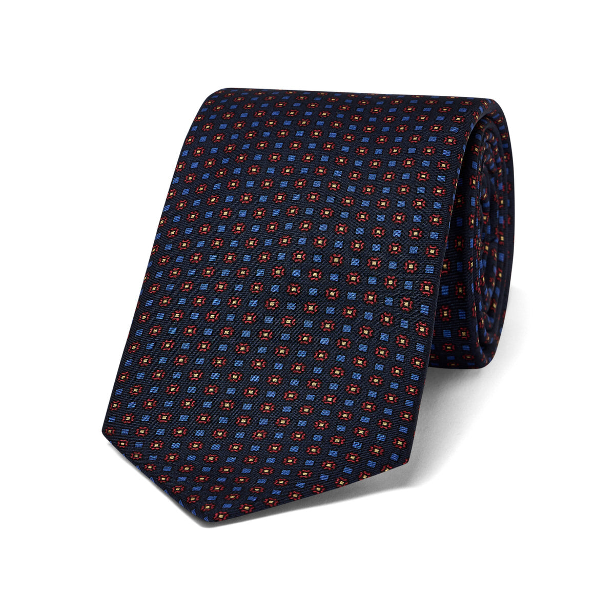Miniature Diamond Motif Silk Tie In