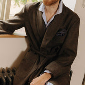 Heritage Tweed Silk Lined Dressing Gown in Chestnut Brown