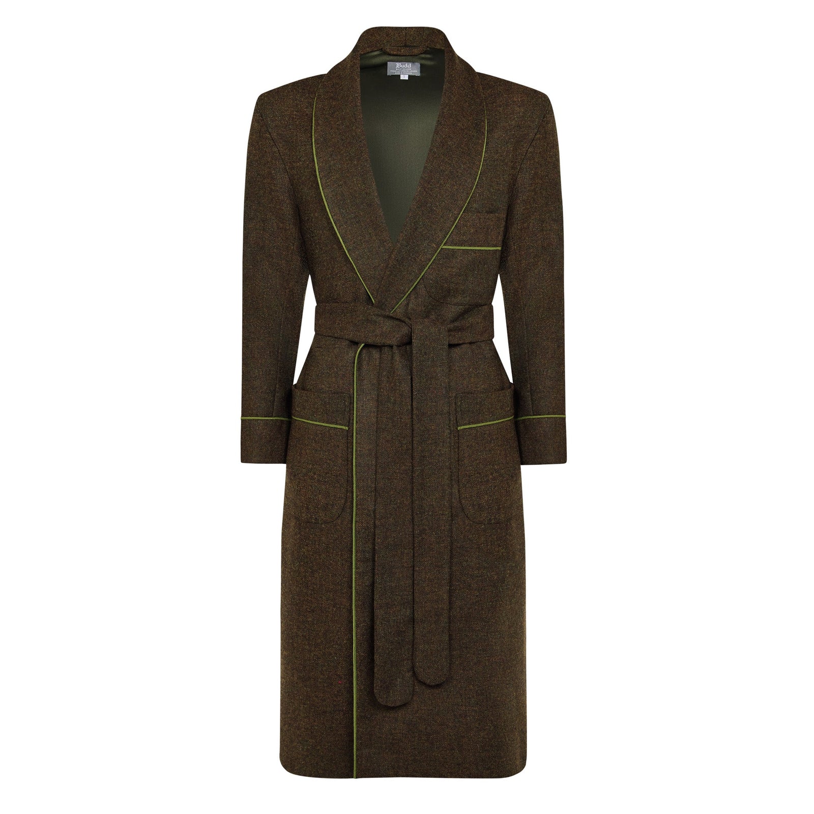 Heritage Tweed Silk Lined Dressing Gown In Chestnut Brown