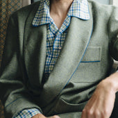 Heritage Tweed Silk Lined Dressing Gown in Cheviot Green
