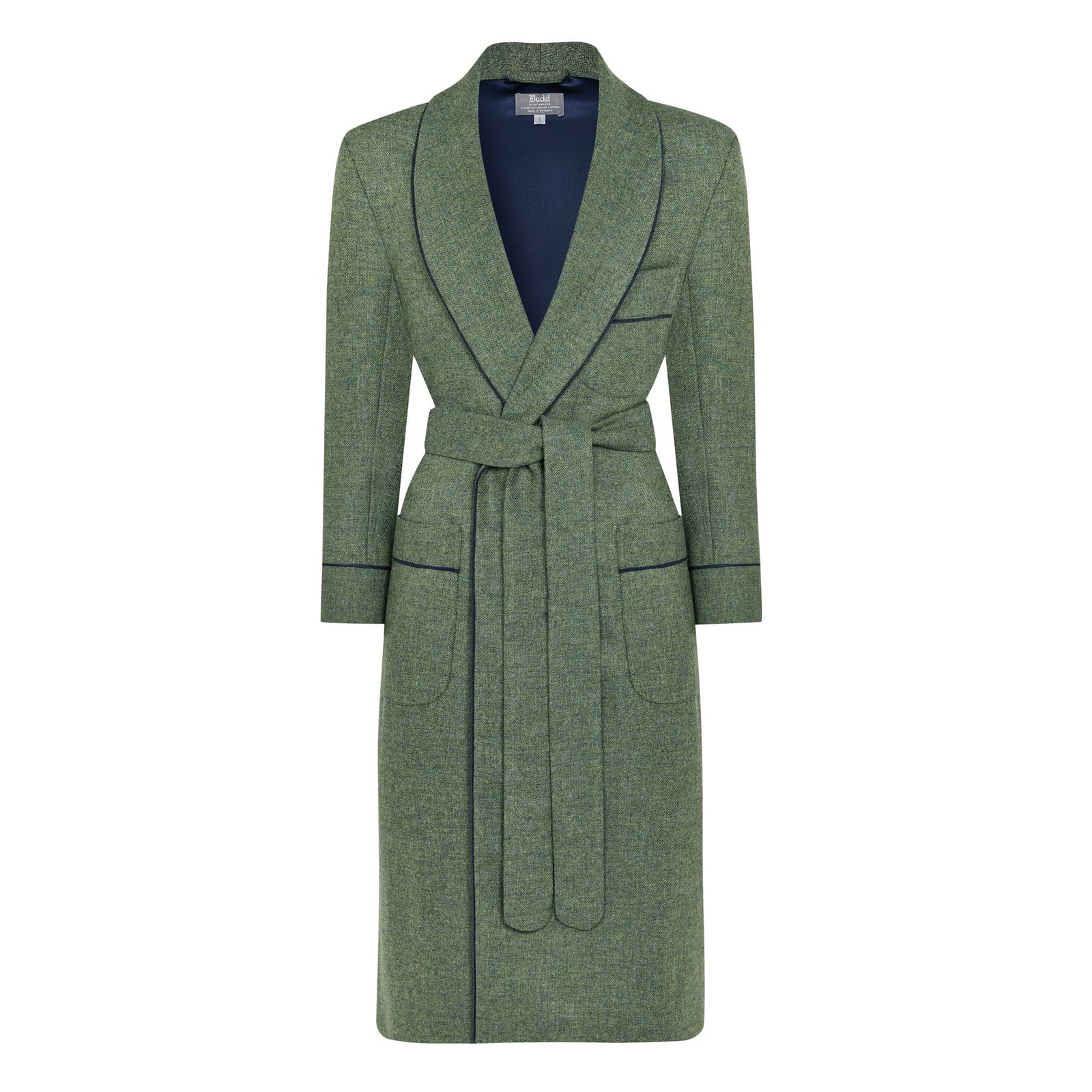 Heritage Tweed Silk Lined Dressing Gown In Cheviot Green