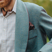 Heritage Tweed Silk Lined Dressing Gown in Lovat Blue