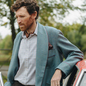 Heritage Tweed Silk Lined Dressing Gown in Lovat Blue