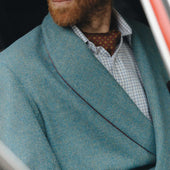 Heritage Tweed Silk Lined Dressing Gown in Lovat Blue