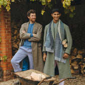 Heritage Tweed Silk Lined Dressing Gown in Rustic Check