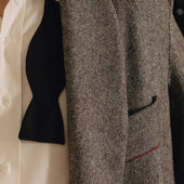 Heritage Tweed Silk Lined Dressing Gown in Smoke Grey