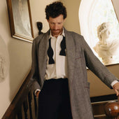 Heritage Tweed Silk Lined Dressing Gown in Smoke Grey