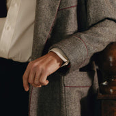 Heritage Tweed Silk Lined Dressing Gown in Smoke Grey