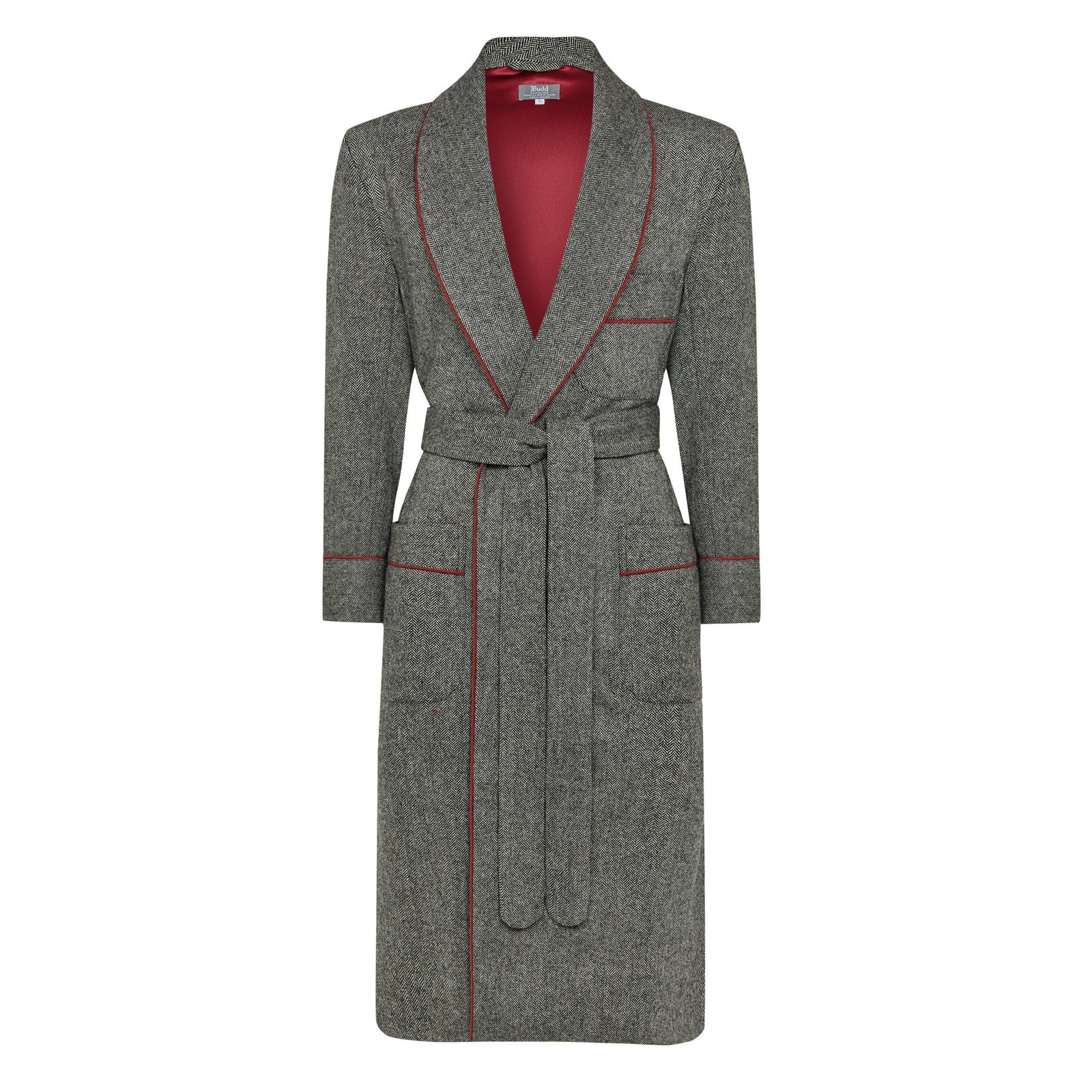 Heritage Tweed Silk Lined Dressing Gown In Grey