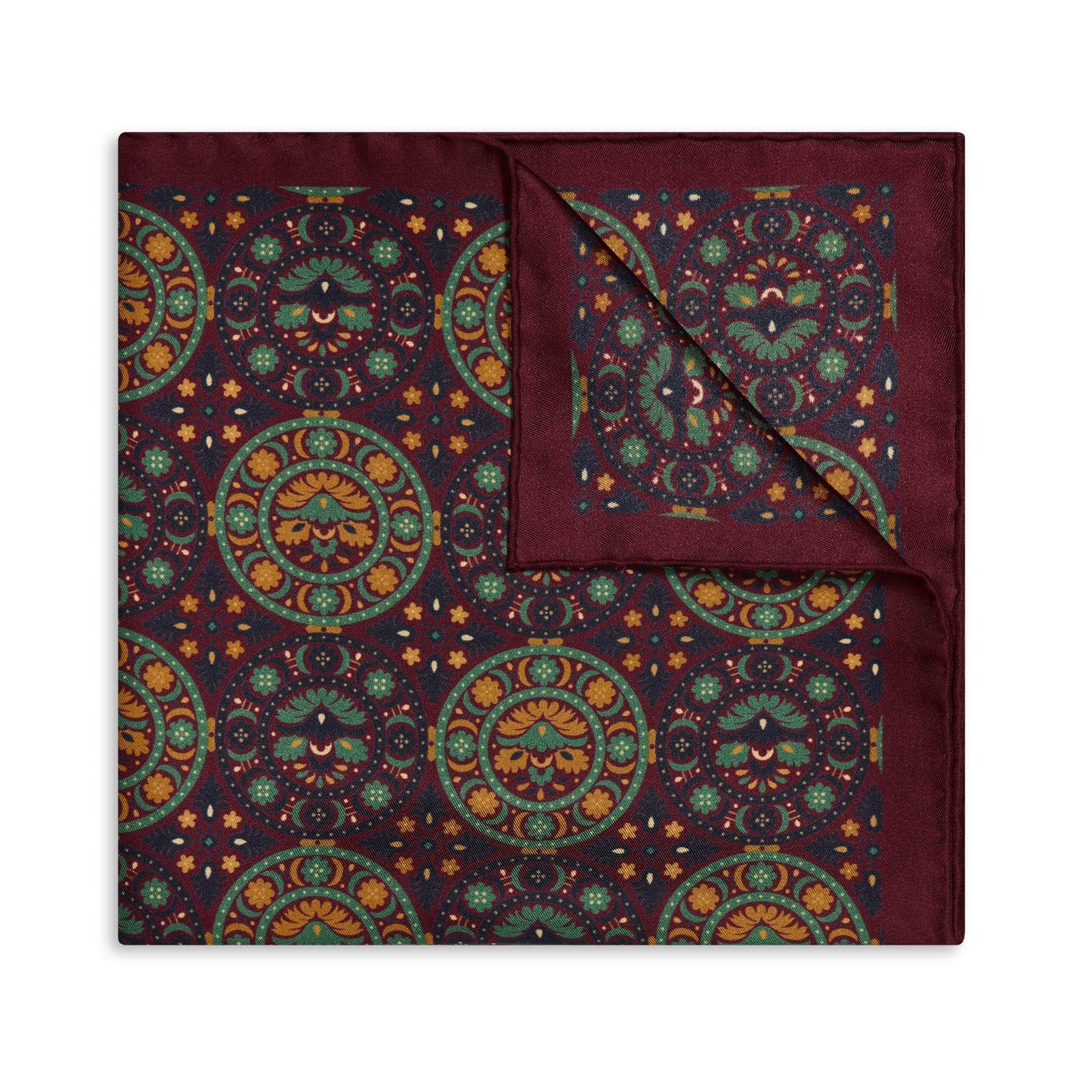Floral Medallion Silk Pocket Square In