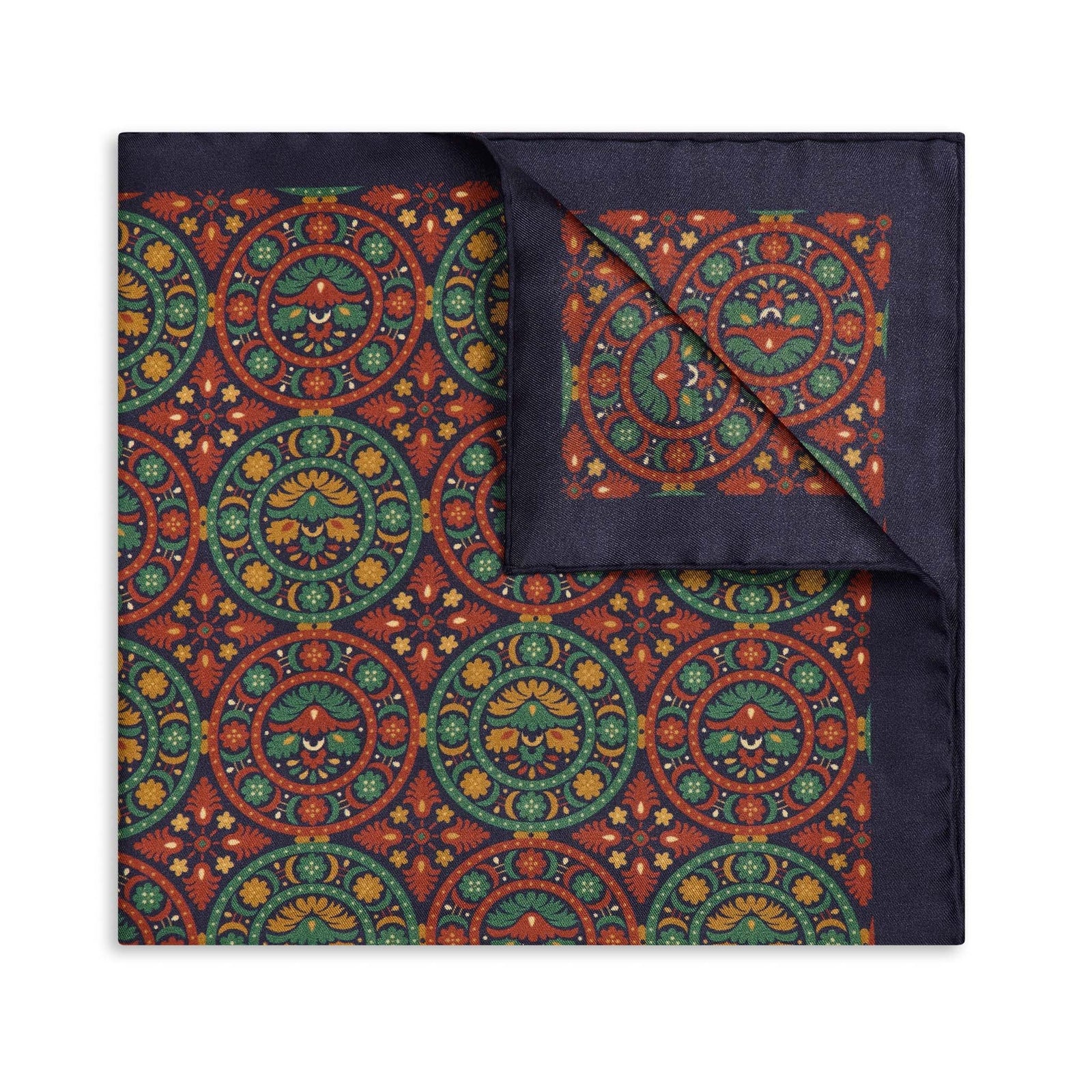 Floral Medallion Silk Pocket Square In
