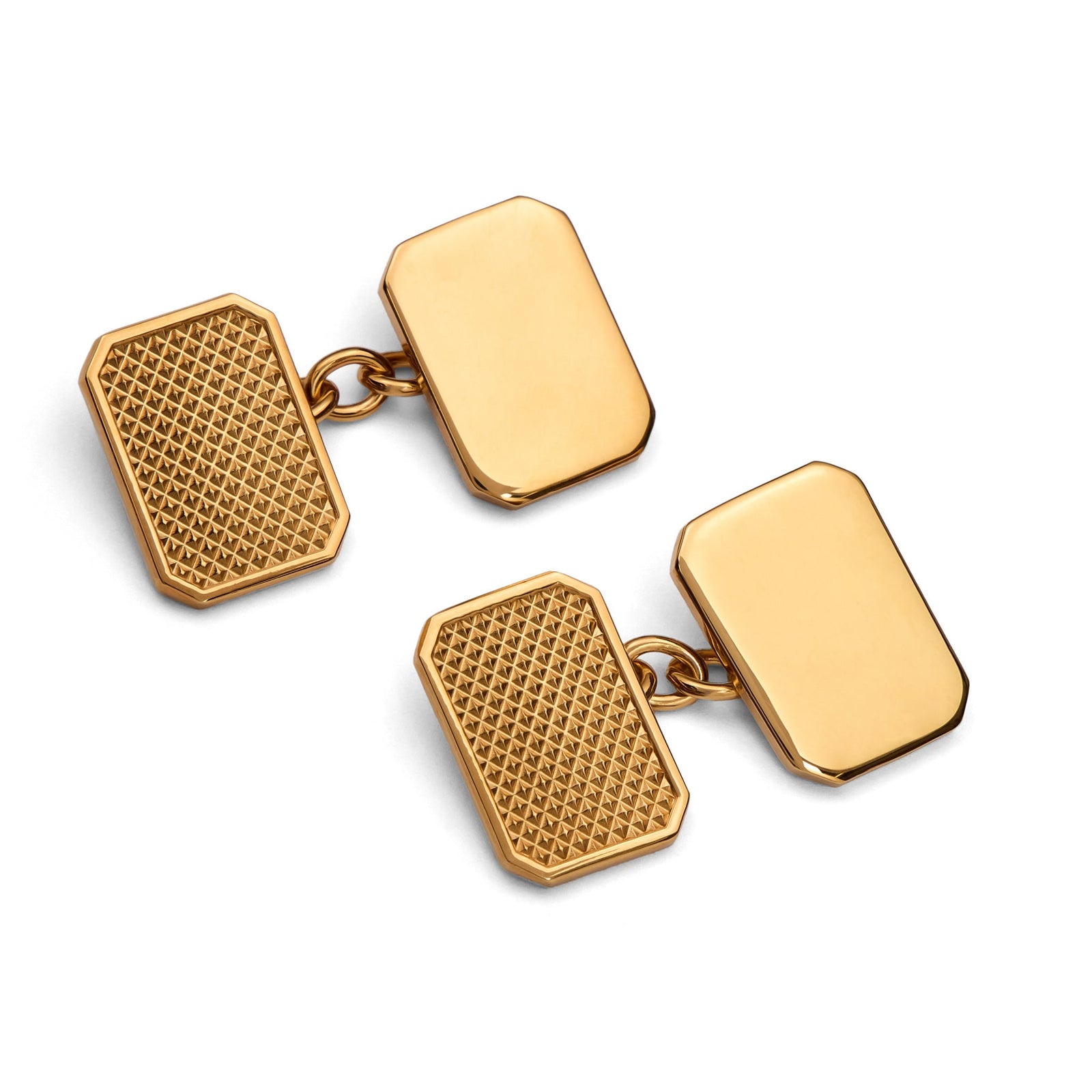 Sterling Silver Gilt Pyramid Relief Cufflinks In Gold