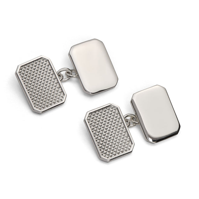 Sterling Silver Pyramid Relief Cufflinks in Silver