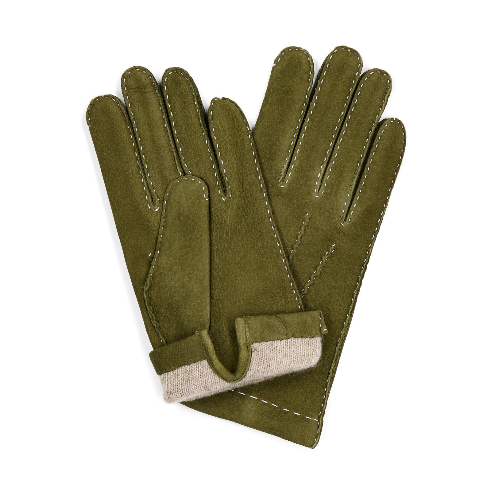 Tyrol Nubuck Leather Cashmere Lined Gloves In Green