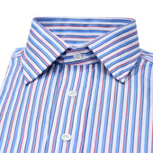 Fancy Stripe Poplin Classic Fit Double Cuff Shirt In And Red