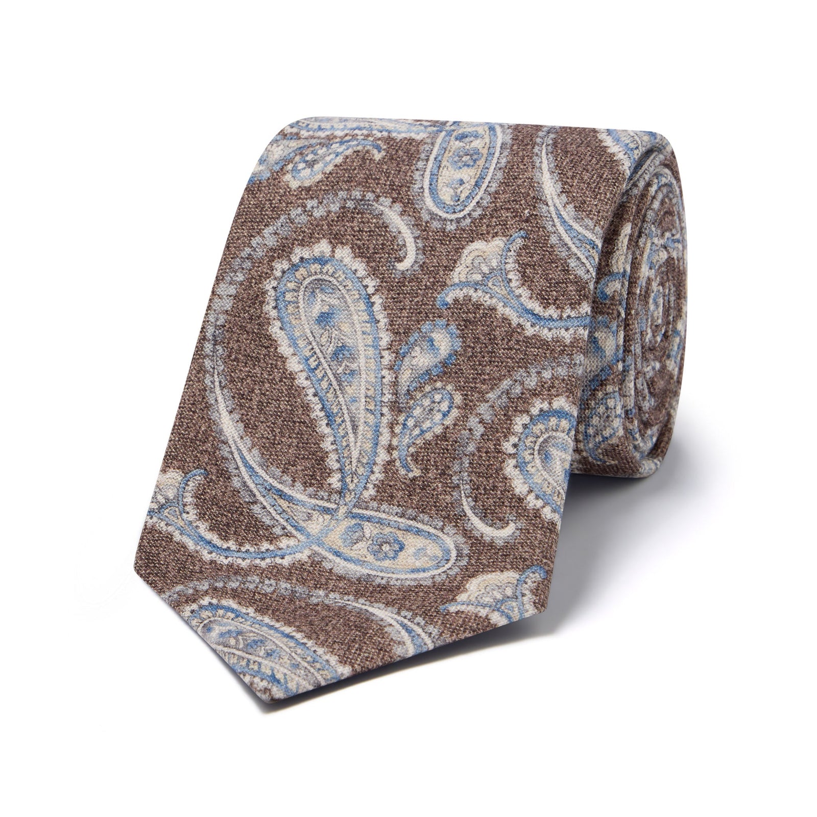 Paisley Fantasy Silk And Cotton Tie In Brown
