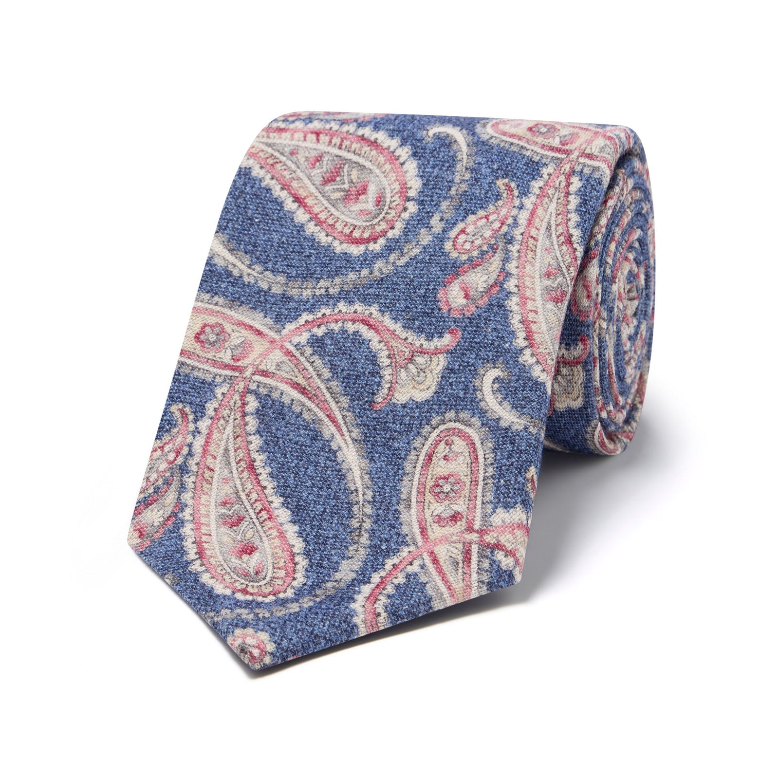 Paisley Fantasy Silk And Cotton Tie In Blue