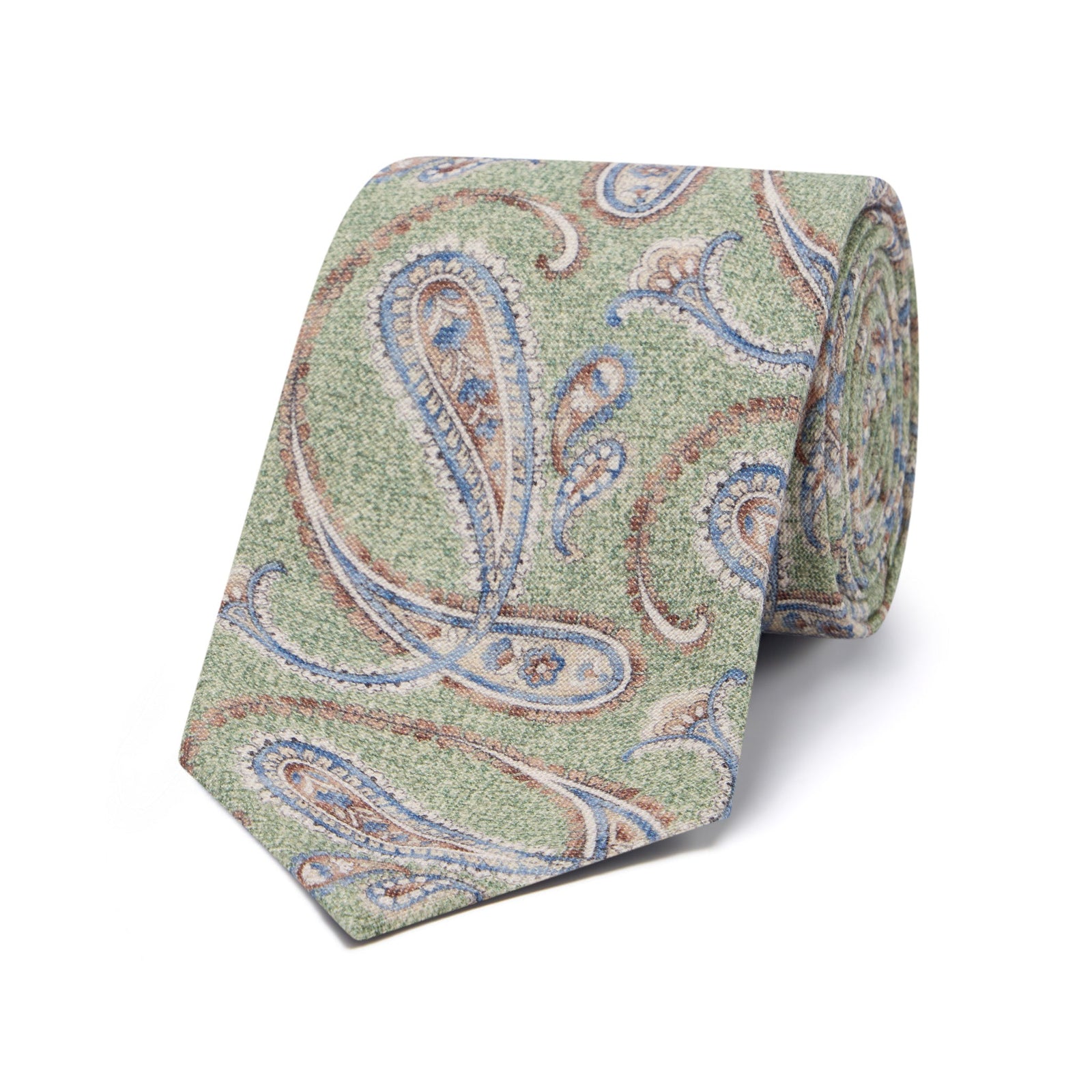Paisley Fantasy Silk And Cotton Tie In Green