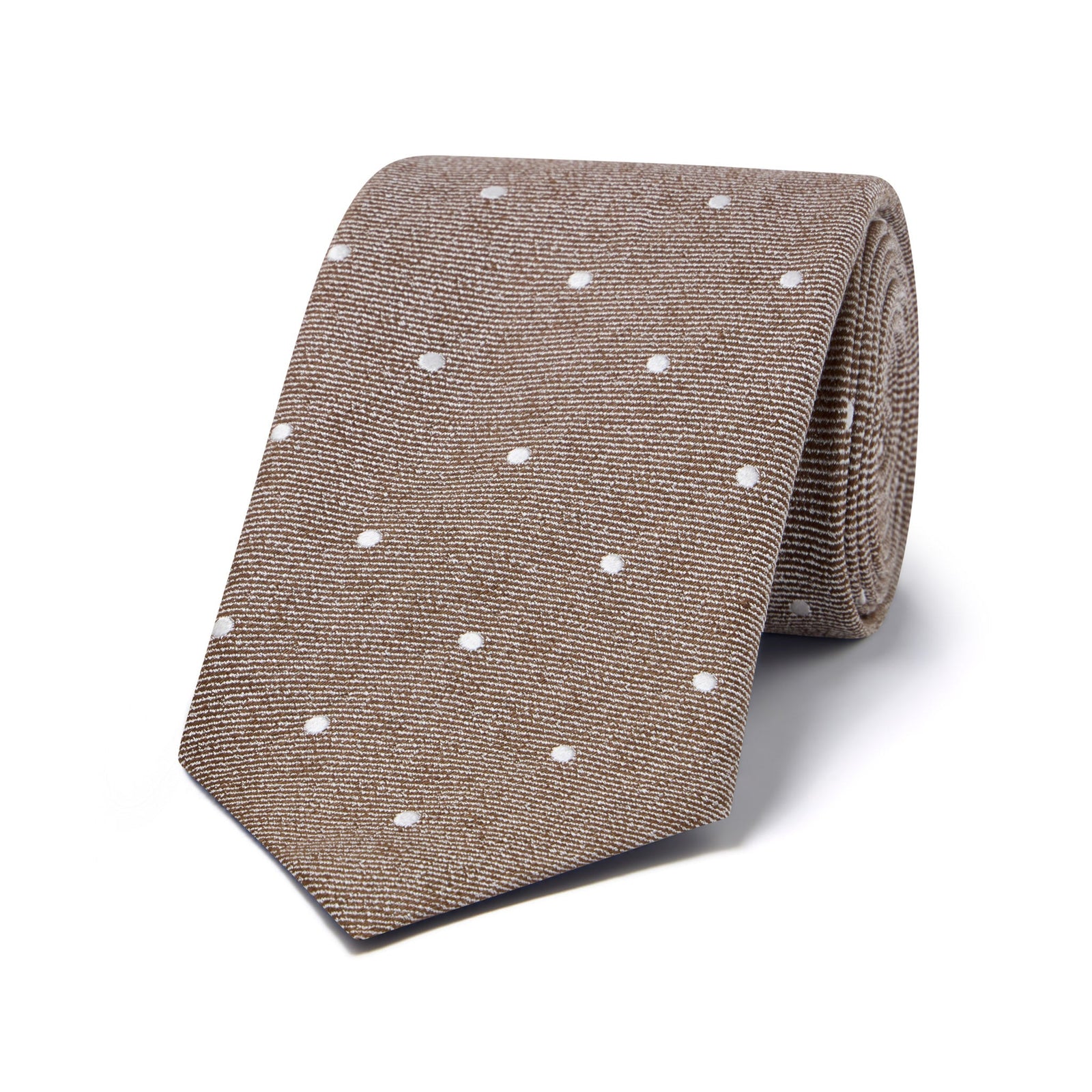 Miniature Polka Dot Silk And Linen Tie In
