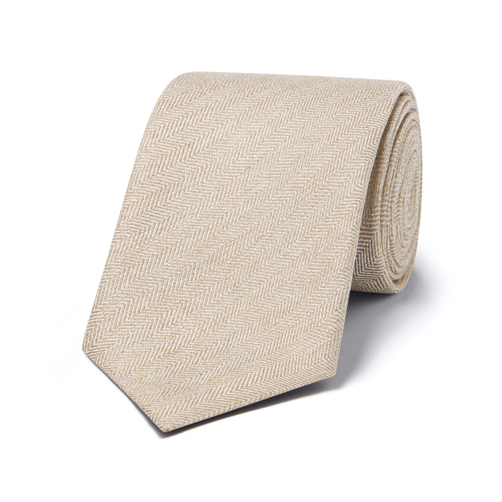 Fine Herringbone Silk And Linen Tie In