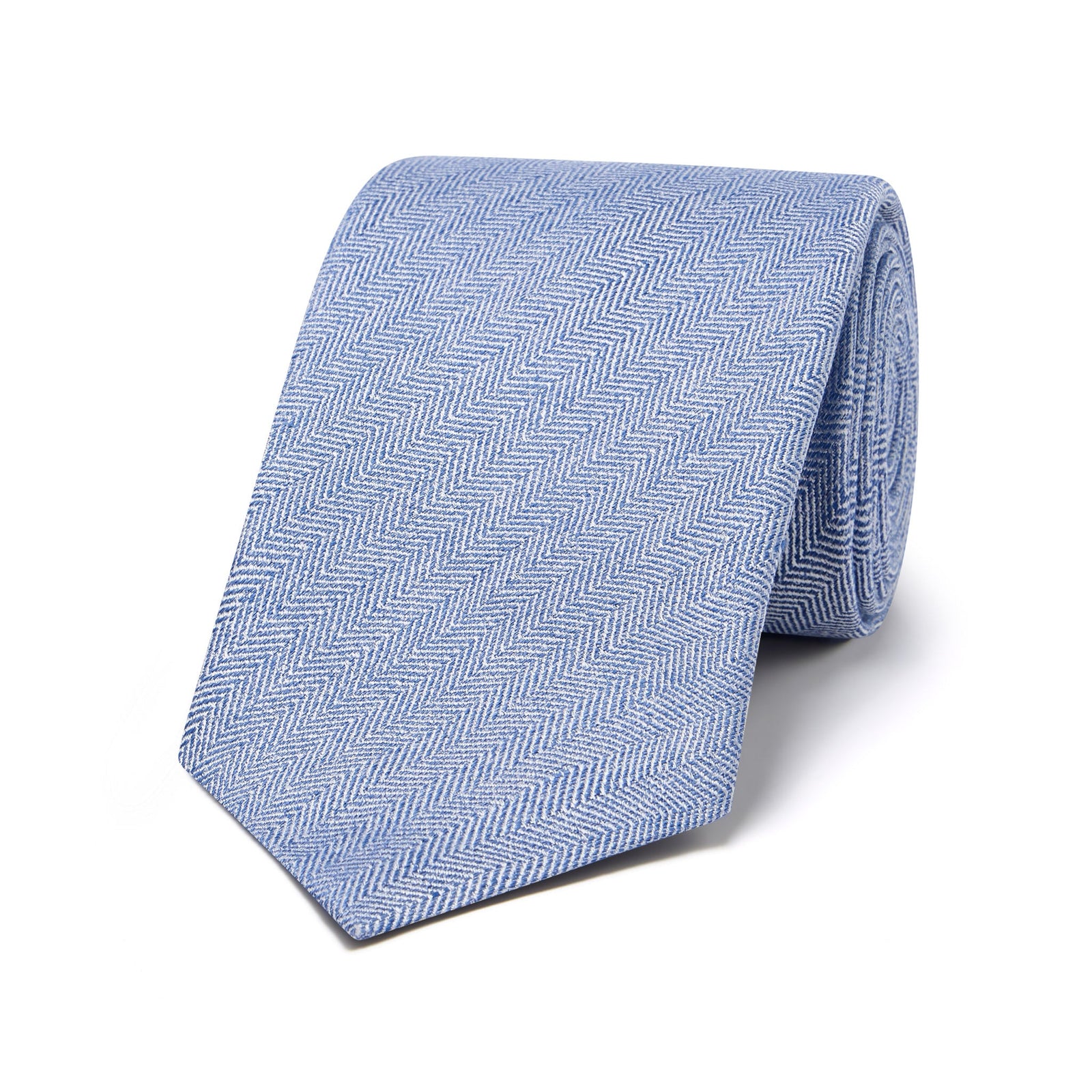 Fine Herringbone Silk And Linen Tie In