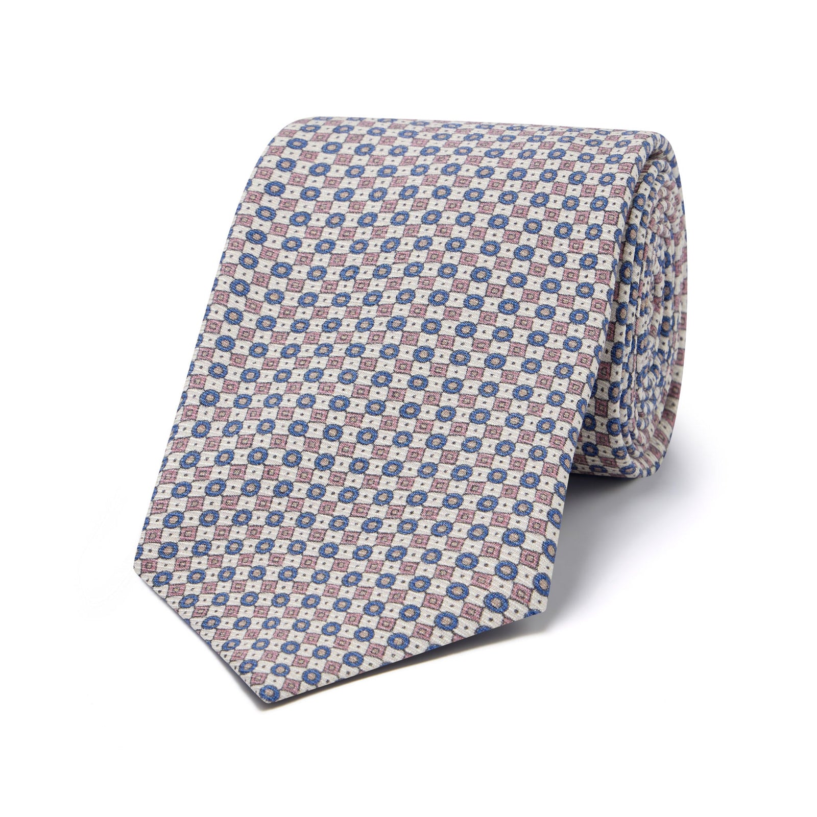Miniature Linked Motif Twill Silk Tie In