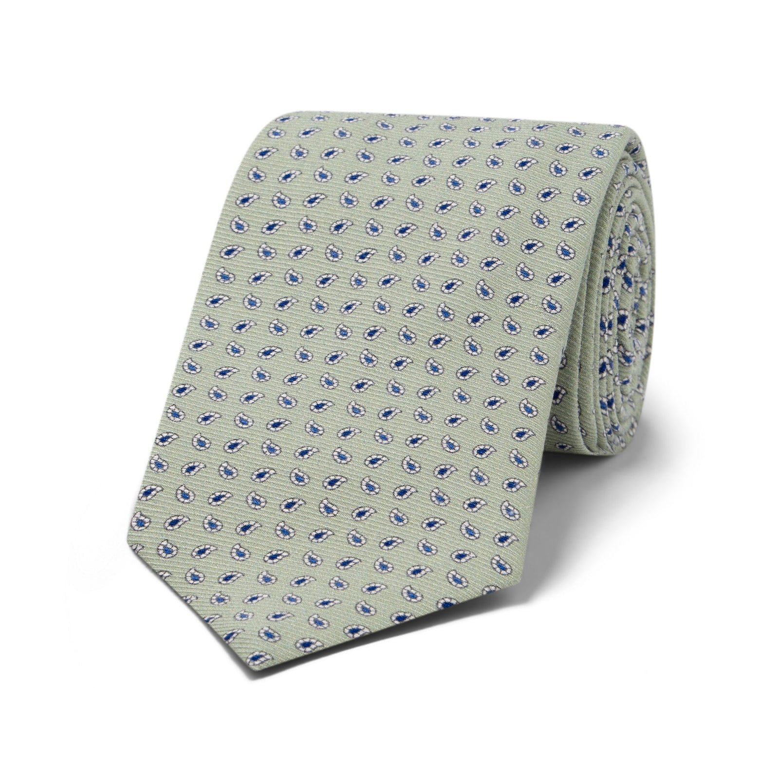 Miniature Teardrop Motif Twill Silk Tie In Green